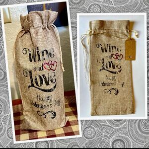 Valentines Burlap Wine Gift Bag